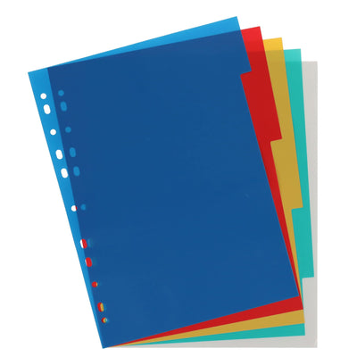 Premier Office Extra Strong Plastic Subject Dividers - 5 Dividers