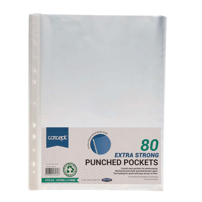 Premier Office A4 Protective Punched Pockets - Pack of 80-Punched Pockets-Premier Office|Stationery Superstore UK