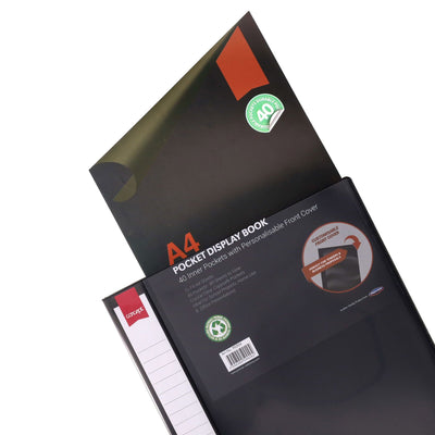 Concept A4 Display Book - Black - 40 Pocket-Display Books-Concept|Stationery Superstore UK