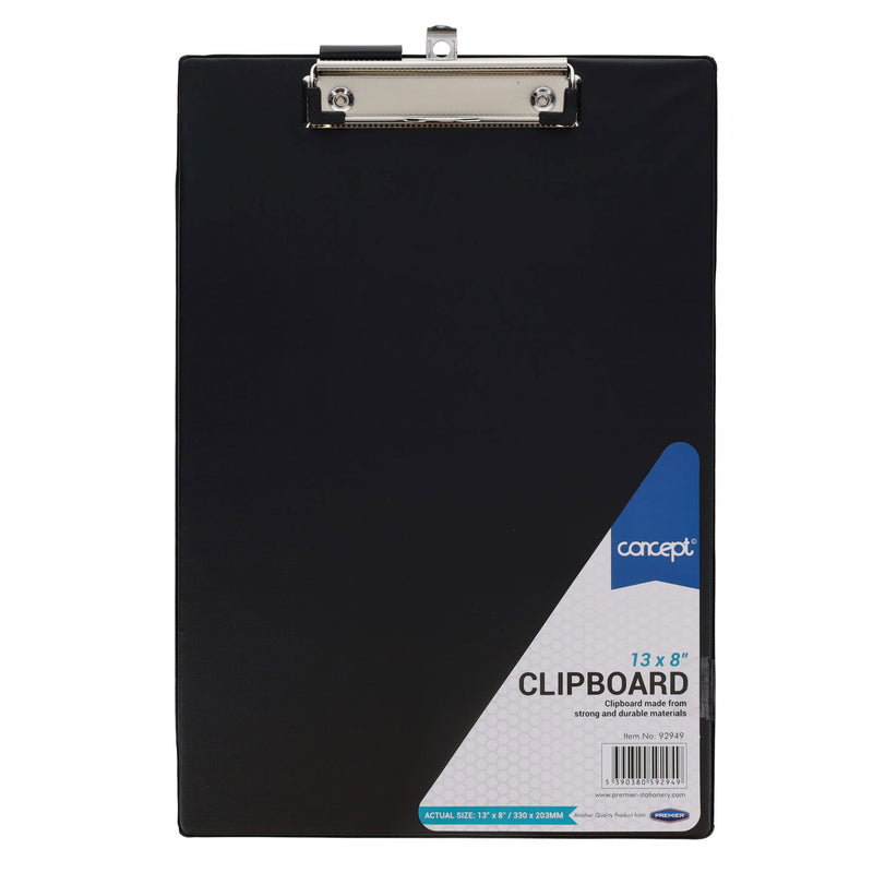 Concept 13x8 Clipboard - Black-Clipboards-Concept|Stationery Superstore UK