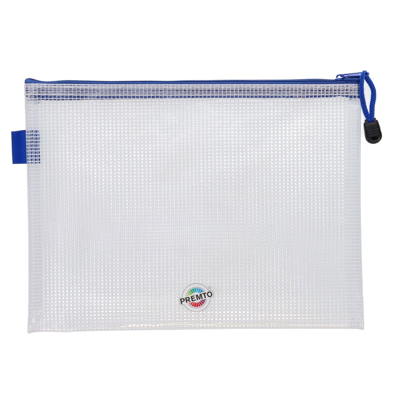 Premto B5 Extra Durable Expanding Mesh Wallet - Clear Pearl-Mesh Wallet Bags-Premto|Stationery Superstore UK