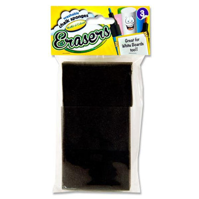 World of Colour Black Chalk Sponge Erasers - Pack of 3-Chalk-World of Colour|Stationery Superstore UK