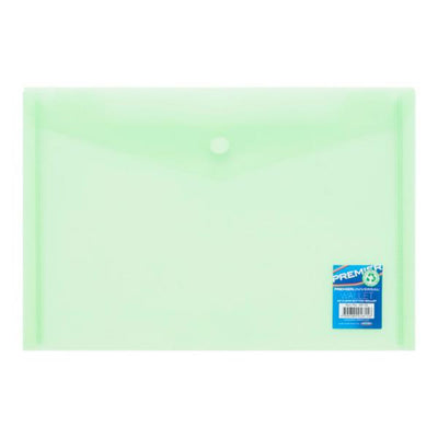 premier-universal-a5-button-wallet-clear-green|Stationerysuperstore.uk
