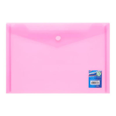 Premier Universal A5 Button Wallet - Pink-Document Folders & Wallets-Premier Universal|Stationery Superstore UK