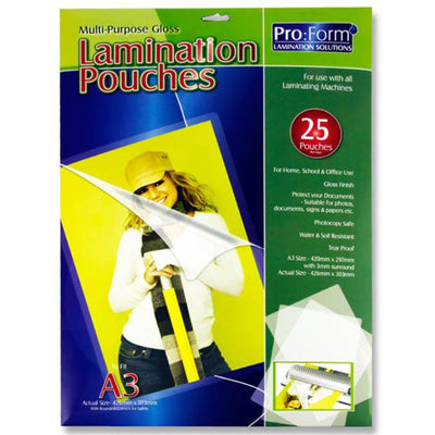 pro-form-a3-laminating-pouches-pack-of-25|Stationerysuperstore.uk
