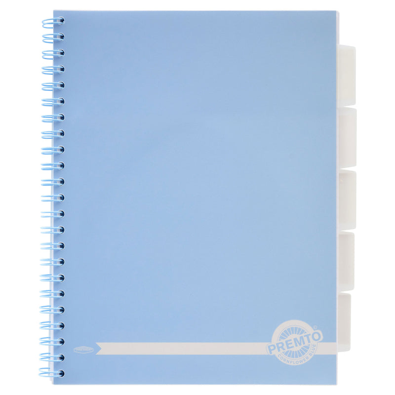 Premto Pastel A4 Wiro Project Book - 5 Subjects - 250 Pages - Cornflower Blue