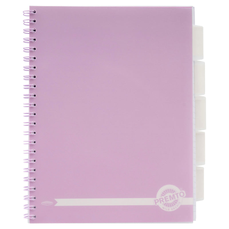 Premto Pastel A4 Wiro Project Book - 5 Subjects - 250 Pages - Wild Orchid-Subject & Project Books-Premto|Stationery Superstore UK