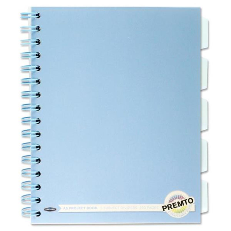 premto-pastel-a5-wiro-project-book-5-subjects-250-pages-cornflower-blue|Stationerysuperstore.uk