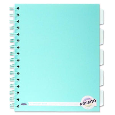 Premto Pastel A5 Wiro Project Book - 5 Subjects - 250 Pages - Mint Magic-Subject & Project Books-Premto|Stationery Superstore UK