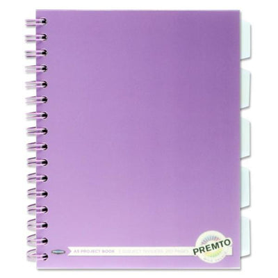 Premto Pastel A5 Wiro Project Book - 5 Subjects - 250 Pages - Wild Orchid-Subject & Project Books-Premto|Stationery Superstore UK