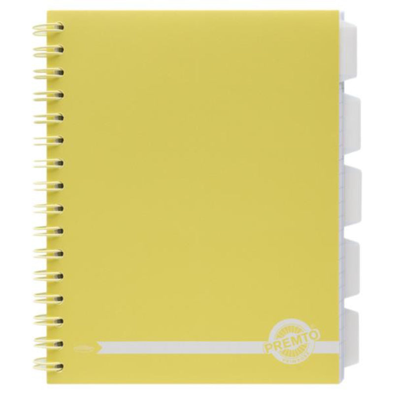 Premto Pastel A5 Wiro Project Book - 5 Subjects - 250 Pages - Primrose-A5 Notebooks-Premto|Stationery Superstore UK
