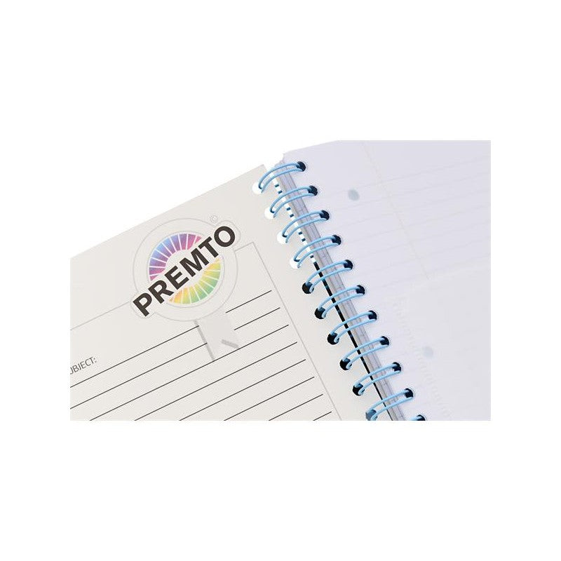 Premto Pastel A4 Wiro Project Book - 5 Subjects - 200 Pages - Mint Magic-Subject & Project Books-Premto|Stationery Superstore UK