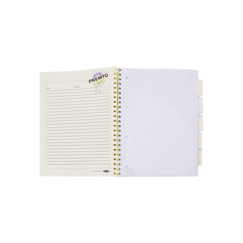 Premto Pastel A4 Wiro Project Book - 5 Subjects - 200 Pages - Primrose Yellow-Subject & Project Books-Premto|Stationery Superstore UK