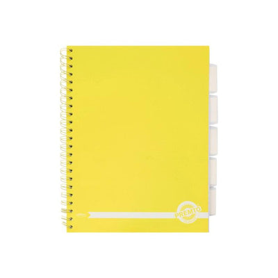 Premto Pastel A4 Wiro Project Book - 5 Subjects - 200 Pages - Primrose Yellow-Subject & Project Books-Premto|Stationery Superstore UK