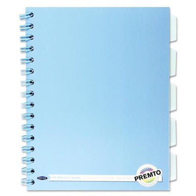 Premto Pastel A5 Wiro Project Book - 5 Subjects - 200 Pages - Cornflower Blue-Subject & Project Books-Premto|Stationery Superstore UK