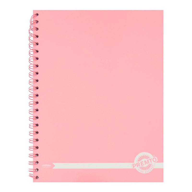 Premto Pastel A4 Wiro Notebook - 200 Pages - Pink Sherbet-A4 Notebooks-Premto|Stationery Superstore UK