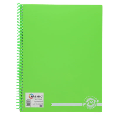 Premto A4 Spiral Notebook PP - 160 Pages - Caterpillar Green-A4 Notebooks-Premto|Stationery Superstore UK