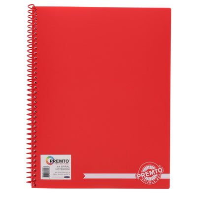 Premto A4 Spiral Notebook PP - 160 Pages - Ketchup Red-A4 Notebooks-Premto|Stationery Superstore UK