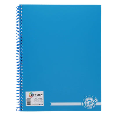 Premto A4 Spiral Notebook PP - 160 Pages - Printer Blue-A4 Notebooks-Premto|Stationery Superstore UK