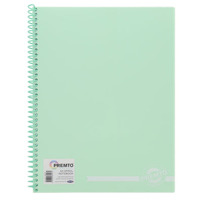 Premto Pastel A4 Spiral Notebook PP - 160 Pages - Mint Magic-A4 Notebooks-Premto|Stationery Superstore UK