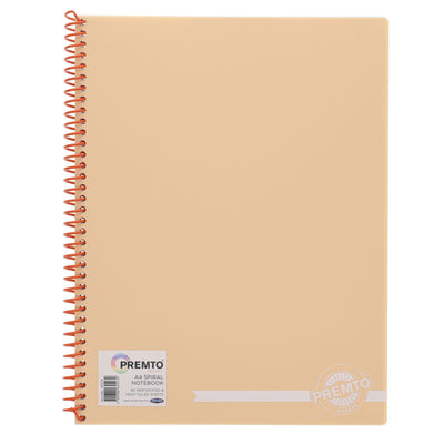 Premto Pastel A4 Spiral Notebook PP - 160 Pages - Papaya-A4 Notebooks-Premto|Stationery Superstore UK