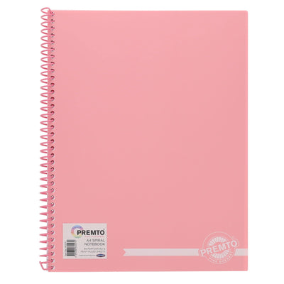 Premto Pastel A4 Spiral Notebook PP - 160 Pages - Pink Sherbet-A4 Notebooks-Premto|Stationery Superstore UK