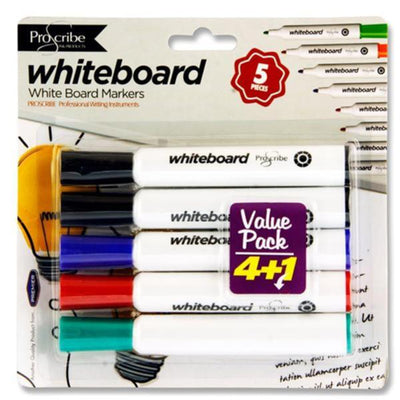 Pro:Scribe Dry Wipe Markers - Pack of 5-Whiteboard Markers-Pro:Scribe|Stationery Superstore UK