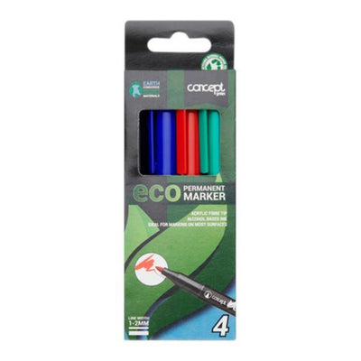 Concept Green Eco Bullet Tip Permanent Markers - Line Width 1-2mm - Box of 4-Markers-Concept Green|Stationery Superstore UK