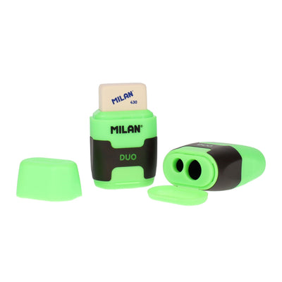 Milan Compact Touch Duo Eraser & Sharpener - Green-Sharpeners-Milan|Stationery Superstore UK