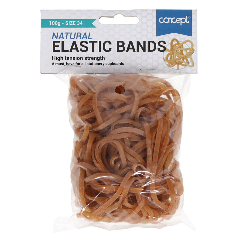 Concept Rubber Bands - Size 34 - 100g Bag-Paper Clips, Clamps & Pins-Concept|Stationery Superstore UK