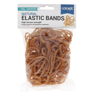 Concept Rubber Bands - Various Sizes - 100g Bag-Paper Clips, Clamps & Pins-Concept|Stationery Superstore UK