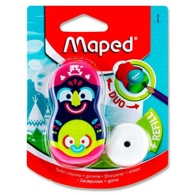 Maped Duo Loopy Sharpener & Eraser with Refill - Purple & Pink-Erasers-Maped|Stationery Superstore UK