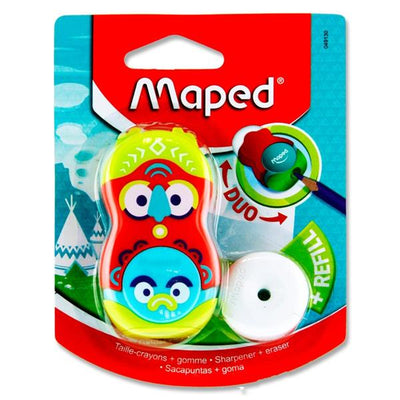 Maped Duo Loopy Sharpener & Eraser with Refill - Red & Green-Erasers-Maped|Stationery Superstore UK
