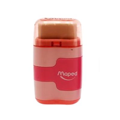 Maped Duo Twin Hole Sharpener & Eraser - Pink-Erasers-Maped|Stationery Superstore UK