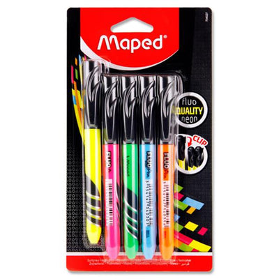 Maped Fluo'Peps Highlighter Pens - Pack of 5-Highlighters-Maped|Stationery Superstore UK