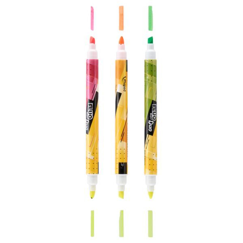 Maped Fluo Duo Tip Highlighter Pens - Pack of 3