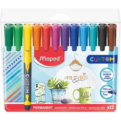 Maped Multi Purpose Fine Point Permanent Markers - Pack of 12-Markers-Maped|Stationery Superstore UK