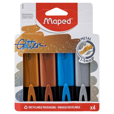 Maped Glitter Highlighters Metallic - Pack of 4-Highlighters-Maped|Stationery Superstore UK