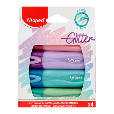 maped-highlighters-glitter-pastel-pack-of-4|Stationery Superstore UK