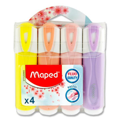 Maped Fluo'peps Pastel Highlighters - Pack of 4-Highlighters-Maped|Stationery Superstore UK