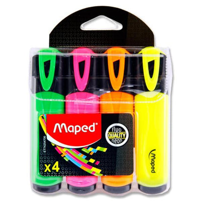 Maped Fluo'peps Highlighters - Pack of 4-Highlighters-Maped|Stationery Superstore UK