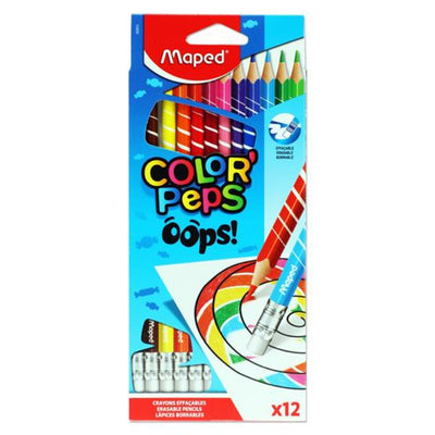 Maped Color'Peps Erasable Colouring Pencils - Oops - Box of 12-Colouring Pencils-Maped|Stationery Superstore UK