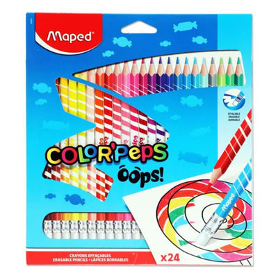 Maped Color'Peps Erasable Colouring Pencils - Oops - Box of 24-Colouring Pencils-Maped|Stationery Superstore UK