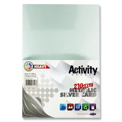 Premier Activity A4 Heavy Metallic Card - 210gsm - Silver - 25 Sheets-Craft Paper & Card-Premier|Stationery Superstore UK
