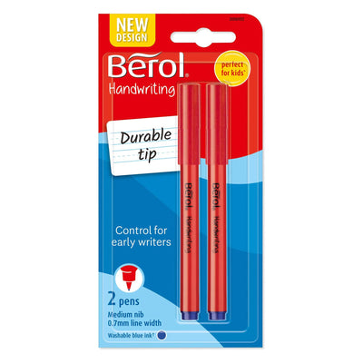 Berol Medium Nib Handwriting Pen - Blue Ink - Pack of 2-Handwriting Pens-Berol|Stationery Superstore UK