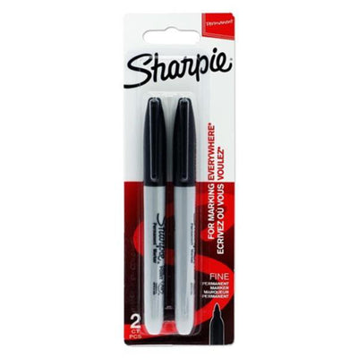 Sharpie Fine Tip Permanent Markers - Black - Pack of 2-Markers-Sharpie|Stationery Superstore UK