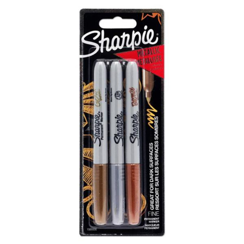 Sharpie Fine Tip Permanent Markers - Gold, Silver, Bronze - Pack of 3-Markers-Sharpie|Stationery Superstore UK