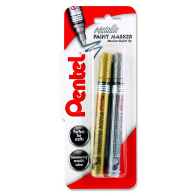 Pentel Metallic Paint Markers - Silver & Gold - Medium - Pack of 2-Markers-Pentel|Stationery Superstore UK