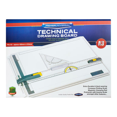 Premier Universal A3 Technical Drawing Board with Sliding Ruler-Drawing Boards-Premier Universal|Stationery Superstore UK