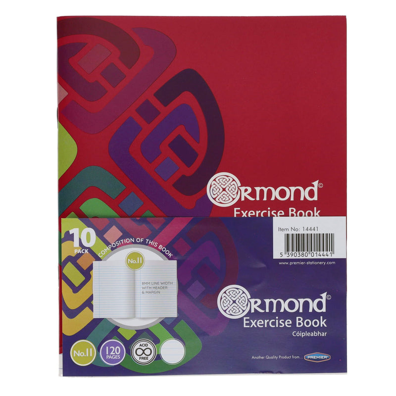 Ormond Multipack | No.11 Exercise Book - 120 Pages - Pack of 10-Exercise Books-Ormond|Stationery Superstore UK